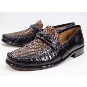 Florsheim Shoes 12073 Mens Size US 9.5 D Brown Black Woven Shoes Dress Loafers